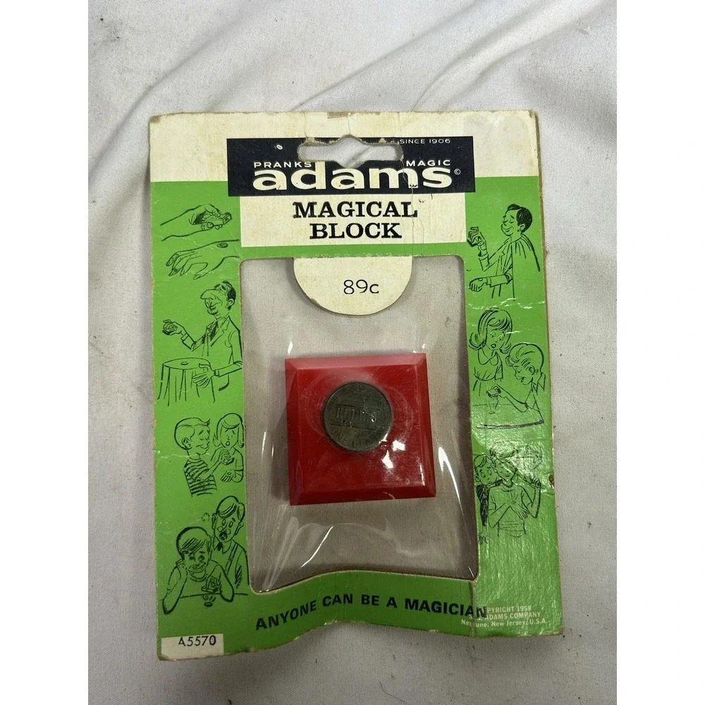 Vintage Adams Magical Block New Old Stock Pranks Penny To Dime Magician Collect